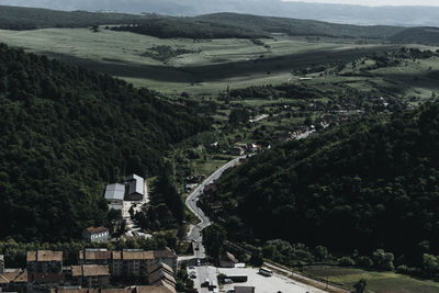 High angle view of townscape against sky