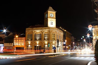 Illuminated street light at night