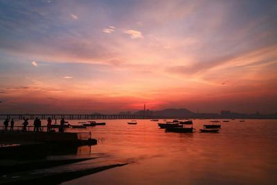 Scenic view of sunset over sea