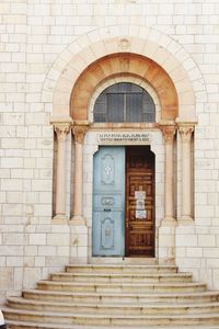 Closed door of building