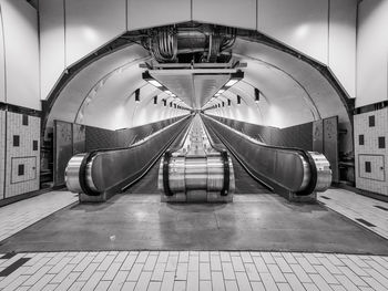 View of illuminated subway station