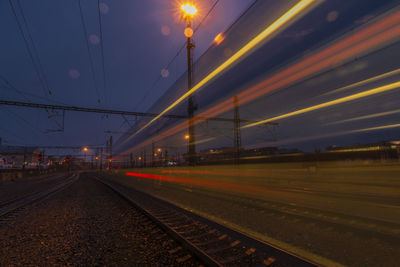 Railroad tracks at night