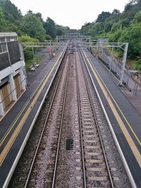 High angle view of railroad tracks