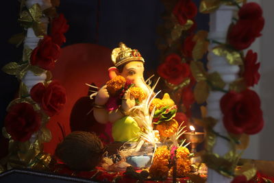 Low angle view of statue against building