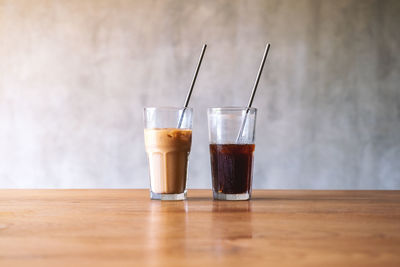 Glass of coffee on table