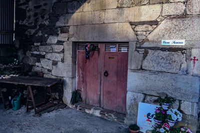 Closed door of old building