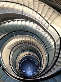 High angle view of spiral staircase