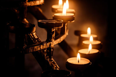 Close-up of burning candles