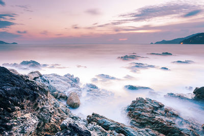 Scenic view of sea against sky during sunset