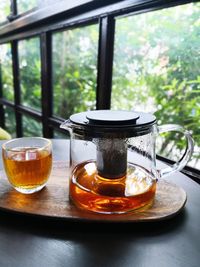 Close-up of tea served on table