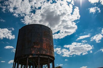 Low angle view of built structure against blue sky