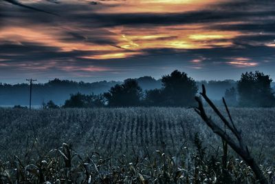 Scenic view of field against cloudy sky