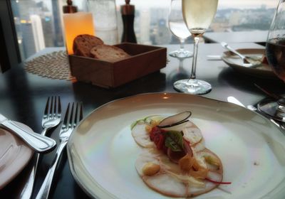Close-up of food in plate on table