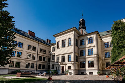 Low angle view of building against clear sky