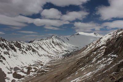 Idyllic shot of snowcapped mountains at ladakh against sky