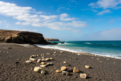 Scenic view of beach against sky