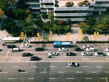 Cars on road in city