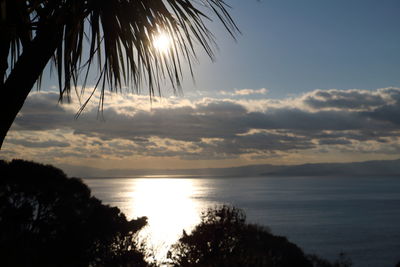 Scenic view of sea against sky at sunset