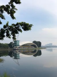 Scenic view of lake against sky