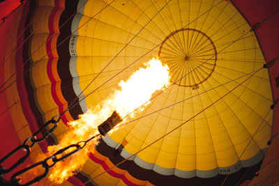 Low angle view of hot air balloon against sky