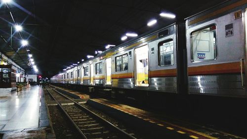Train on railroad station platform