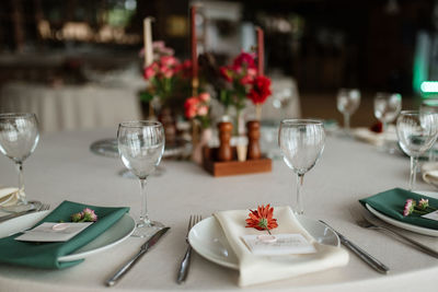 Place setting on table