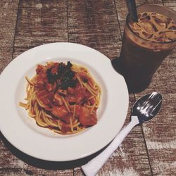 Close-up of food in plate on table