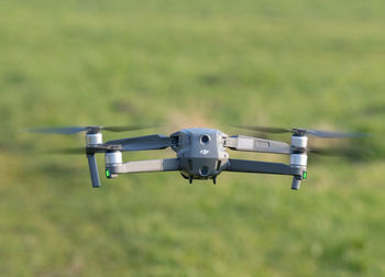 Airplane flying against blurred background