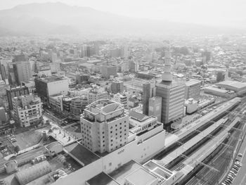 High angle view of cityscape against sky