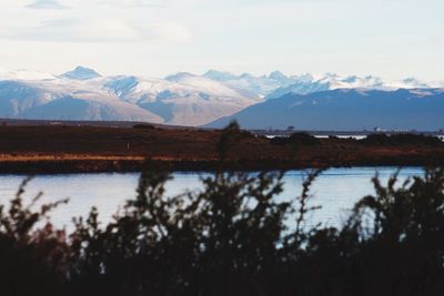 Scenic view of lake and mountains