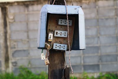 Close-up of hanging outdoors