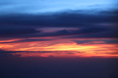 Scenic view of sea against dramatic sky