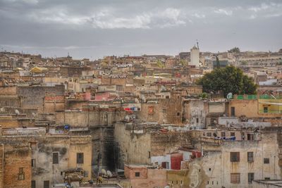 High angle view of townscape against sky