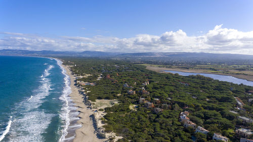 High angle view of beach against sky