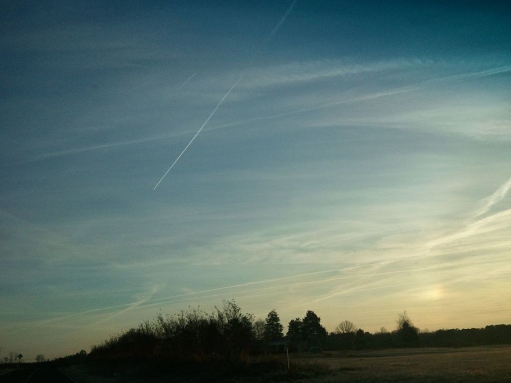 tranquility, tranquil scene, landscape, sky, field, scenics, beauty in nature, nature, tree, blue, rural scene, silhouette, sunset, cloud - sky, idyllic, cloud, non-urban scene, no people, outdoors, horizon over land