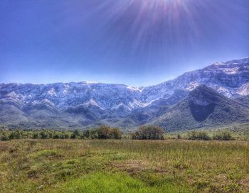Scenic view of mountains against sky