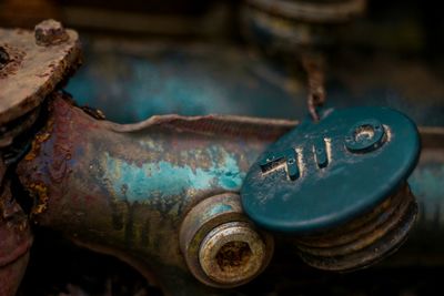 Close-up of rusty machine part