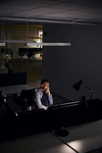 Man working late in office