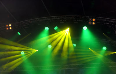 Aerial view of illuminated light trails at night