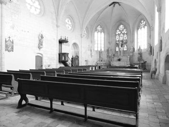 View of benches in building