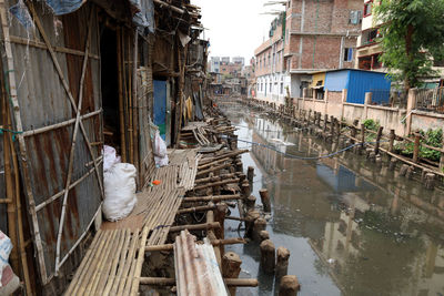 Slum life next to a canal 