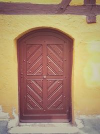 Closed door of wooden door