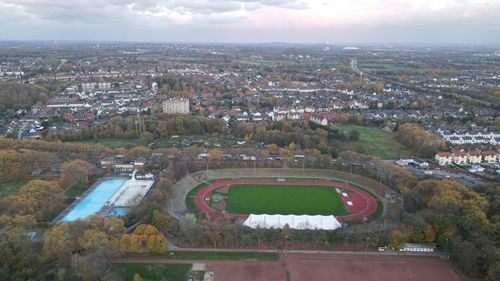 High angle view of townscape against sky