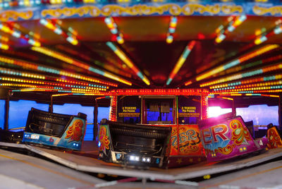 Close-up of illuminated carousel