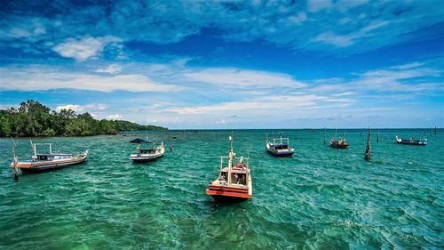 Boats in sea