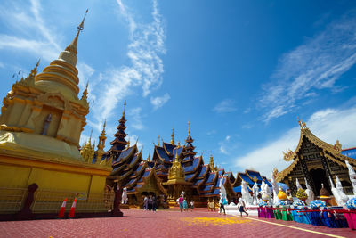 Low angle view of temple against sky