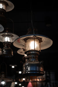 Low angle view of illuminated light bulb