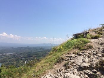 Scenic view of land against clear sky