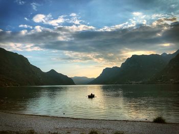 Scenic view of lake during sunset