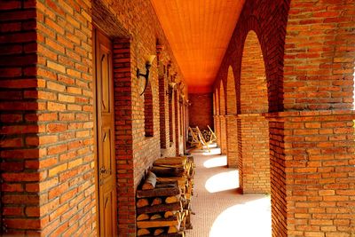 Illuminated corridor of building